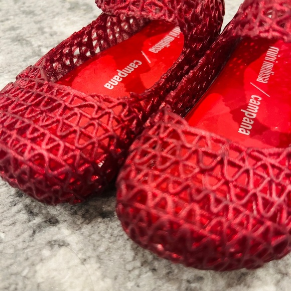 Red lace sparkle jellies Mini Melissa size 8 - Picture 5 of 6